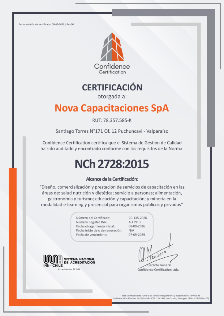 Certificación NCh 2728:2015 de Nova Capacitaciones SpA